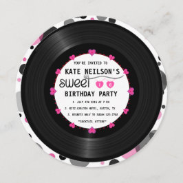 Retro Vinyl Record l Modern Chic Sweet 16 B'day Inbjudningar