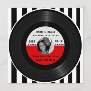 Retro Vinyl Record l Modern Spara-the-Date Spara Datumet