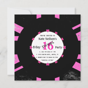 Retro Vinyl Record l Modern Sweet 16 B'day Inbjudningar