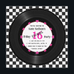 Retro Vinyl Record l Modern Sweet 16 B'day Inbjudningar<br><div class="desc">Ett modernt sätt att fira 16:e B-dagen. Anpassa den med en egen text eller klicka på knappen Anpassa den om du vill gå till verktygen Design där du kan ändra teckensnitt,  skriva storlekare,  skriva färg,  textplacering med mera.</div>