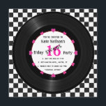 Retro Vinyl Record l Modern Sweet 16 B'day Inbjudningar<br><div class="desc">Ett modernt sätt att fira 16:e B-dagen. Anpassa den med en egen text eller klicka på knappen Anpassa den om du vill gå till verktygen Design där du kan ändra teckensnitt,  skriva storlekare,  skriva färg,  textplacering med mera.</div>