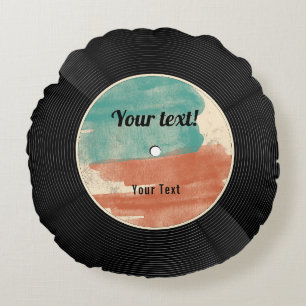 Retro Vinyl Record Music Album Rund Kudde