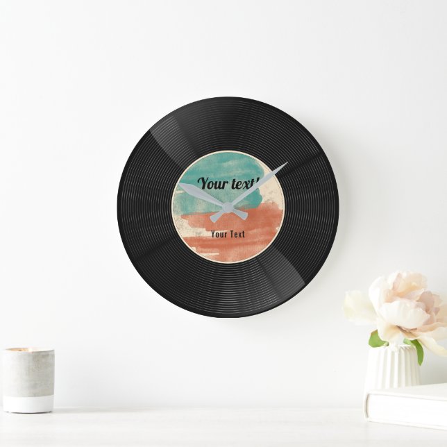 Retro Vinyl Record Music Album Stor Klocka (Hem)