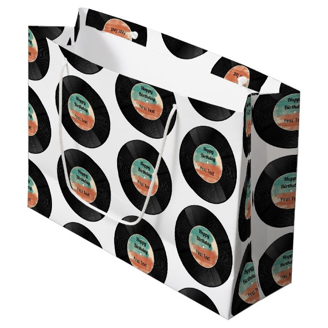 Retro Vinyl Record Music Födelsedagsfest (Framsidan Vinklad)