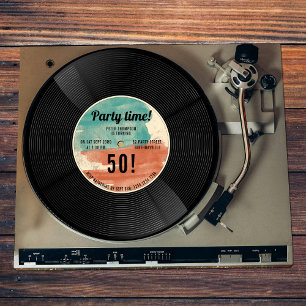 Retro Vinyl Record Music Födelsedagsfest inbjudan