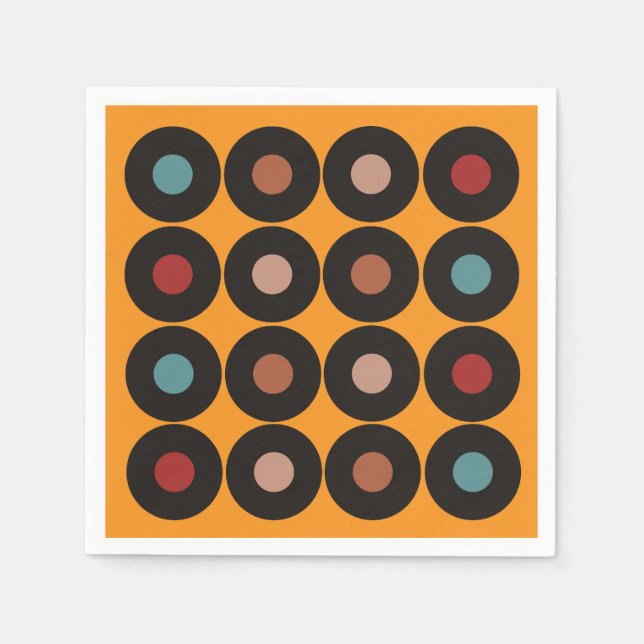 Retro Vinyl Record Music Födelsedagsfest Pappersservett (Framsidan)