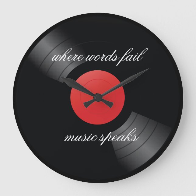 Retro Vinyl Record Music Theme Stor Klocka (Framsida)