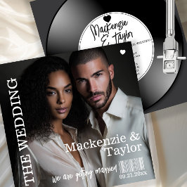 Retro Vinyl Record Photo Cover Wedding Inbjudningar