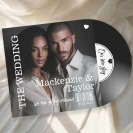Retro Vinyl Record Photo Cover Wedding Inbjudningar