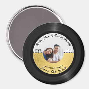 Retro Vinyl Record Photo Save Date Magnet