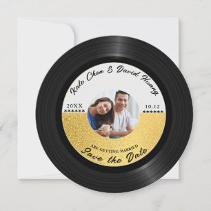 Retro Vinyl Record Photo Save Date QR-kod Spara Datumet