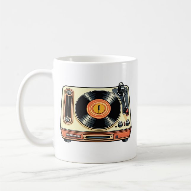 Retro Vinyl Record Player Kaffemugg (Vänster)