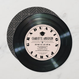 Retro Vinyl Record Rosa Studenten Inbjudningar