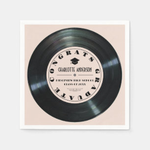 Retro Vinyl Record Rosa Studenten Pappersservett