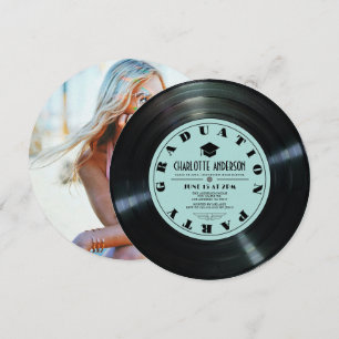 Retro Vinyl Record Turcos Photo Studenten Inbjudningar
