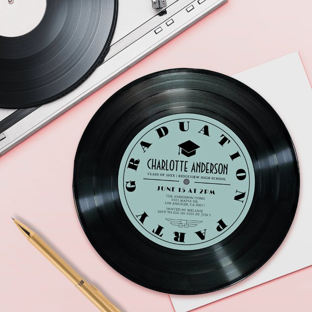 Retro Vinyl Record Turcos Studenten Inbjudningar (Skapare uppladdad)