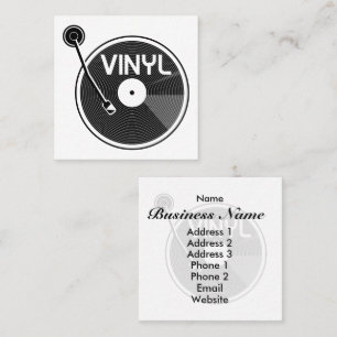 Retro Vinyl Record Turntable Fyrkantigt Visitkort