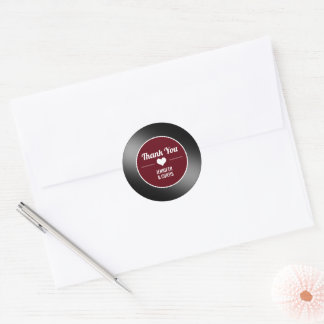 Retro Vinyl Record Vin Red Bröllop Tack Runt Klistermärke