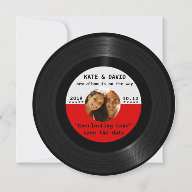 Retro Vinyl spela in ditt foto-Spara-till-datum Spara Datumet (Framsida)