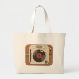 Retro Vinyl Turntable Tote Bag Jumbo Tygkasse
