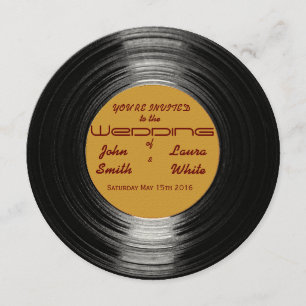 Retro Vinyl Wedding-inbjudan Inbjudningar