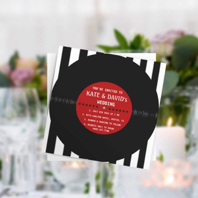 Retro vinylpost| Modern bröllopsinbjudan Inbjudningar (Skapare uppladdad)