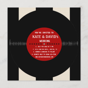 Retro vinylrekord l modern bröllopinbjudan inbjudningar