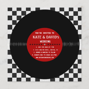 Retro vinylrekord l modern bröllopinbjudan inbjudningar