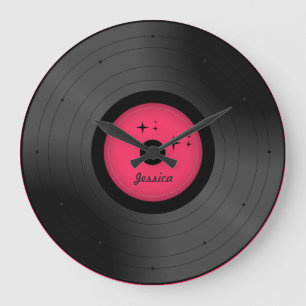 Retro vinylrekord som all färgpersonlig tar tid p stor klocka