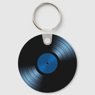 Retro vinylrekordalbum i blått nyckelring