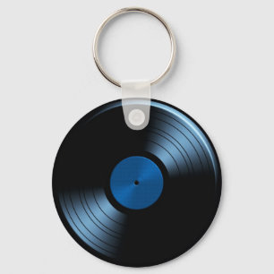 Retro vinylrekordalbum i blått nyckelring