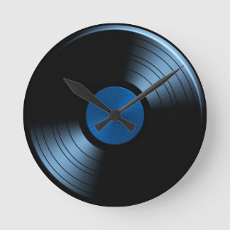 Retro vinylrekordalbum i blått rund klocka