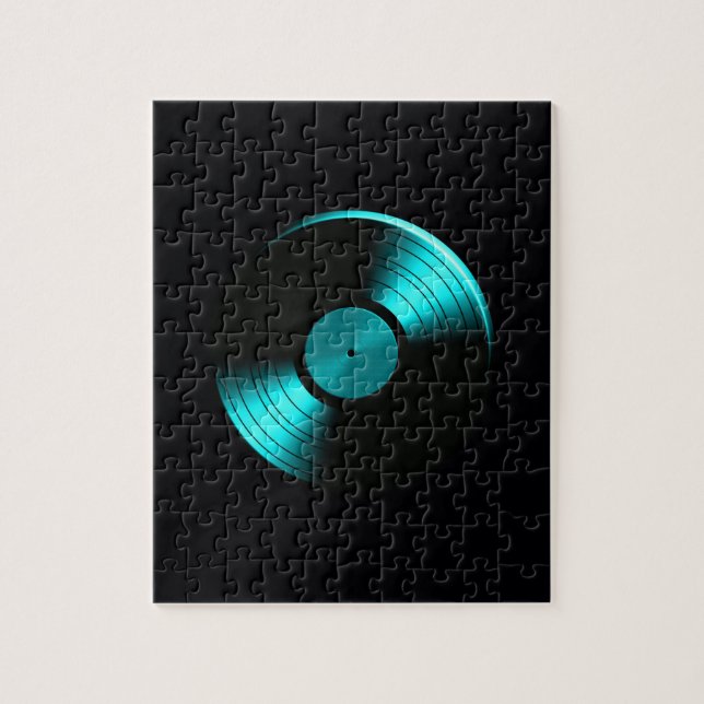 Retro vinylrekordalbum i kricka pussel (Vertikal)