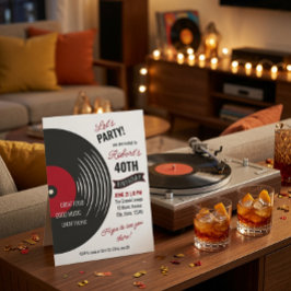 Retro Vinylskiva 40-års Födelsedagsinbjudan Inbjudningar