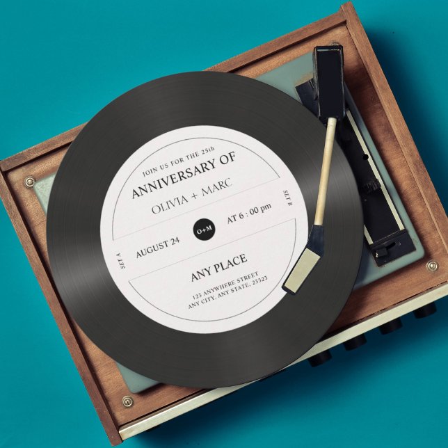 Retro vinylskiva årsdagskalas inbjudningar (Skapare uppladdad)