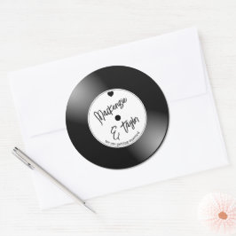 Retro Vinylskiva Bröllop Runt Klistermärke