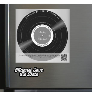 Retro vinylskiva Bröllop Spara datum Magnet