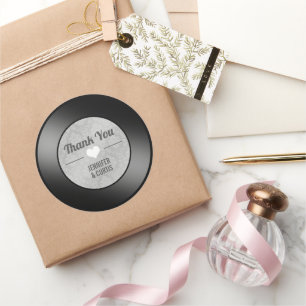 Retro vinylskiva Bröllop tack Runt Klistermärke