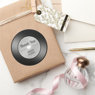 Retro vinylskiva Bröllop tack Runt Klistermärke