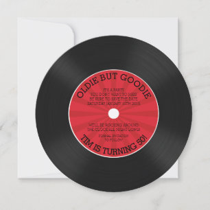 Retro vinylskiva födelsedagsfest inbjudan