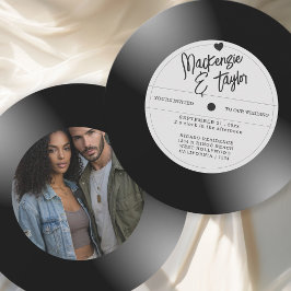 Retro Vinylskiva Foto Bröllop Inbjudningar
