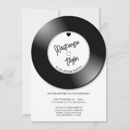 Retro Vinylskiva Foto Bröllop Inbjudningar