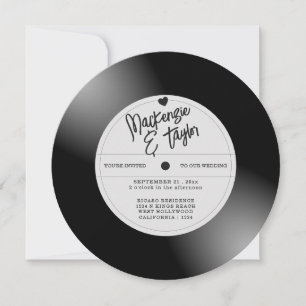 Retro Vinylskiva Foto Bröllop Inbjudningar