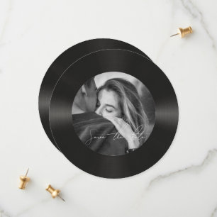Retro vinylskiva foto bröllop spara datumet