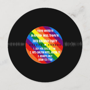 Retro vinylskiva Gay Pride anpassade partynöjen Inbjudningar