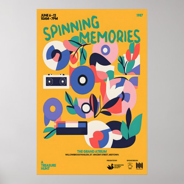 Retro vinylskiva konsttryck Mid-Century Modern Poster (Framsidan)
