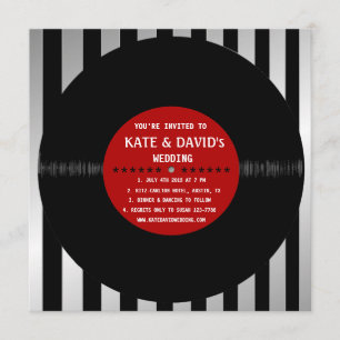 Retro vinylskiva Modern bröllopsinbjudan Inbjudningar