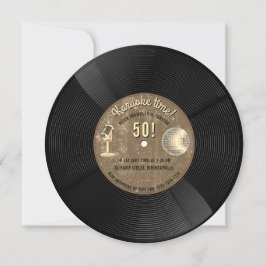 Retro Vinylskiva Musik Karaoke Disco Födelsedag Inbjudningar