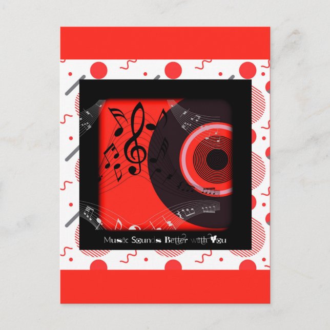 Retro vinylskiva Musik låter bättre med dig Vykort (Framsida)