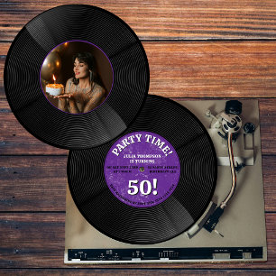Retro Vinylskiva Musik Milstolpe Födelsedagsfoto Inbjudningar